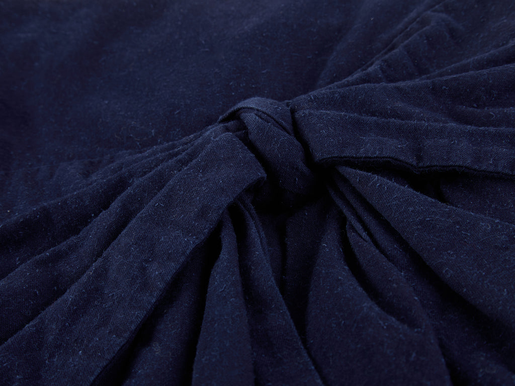 Hand-Pleated Indigo Bow A-Line Skirt