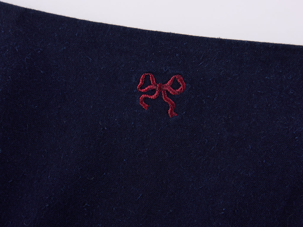 Hand-Pleated Indigo Bow A-Line Skirt