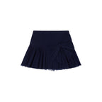 Hand-Pleated Indigo Bow A-Line Skirt