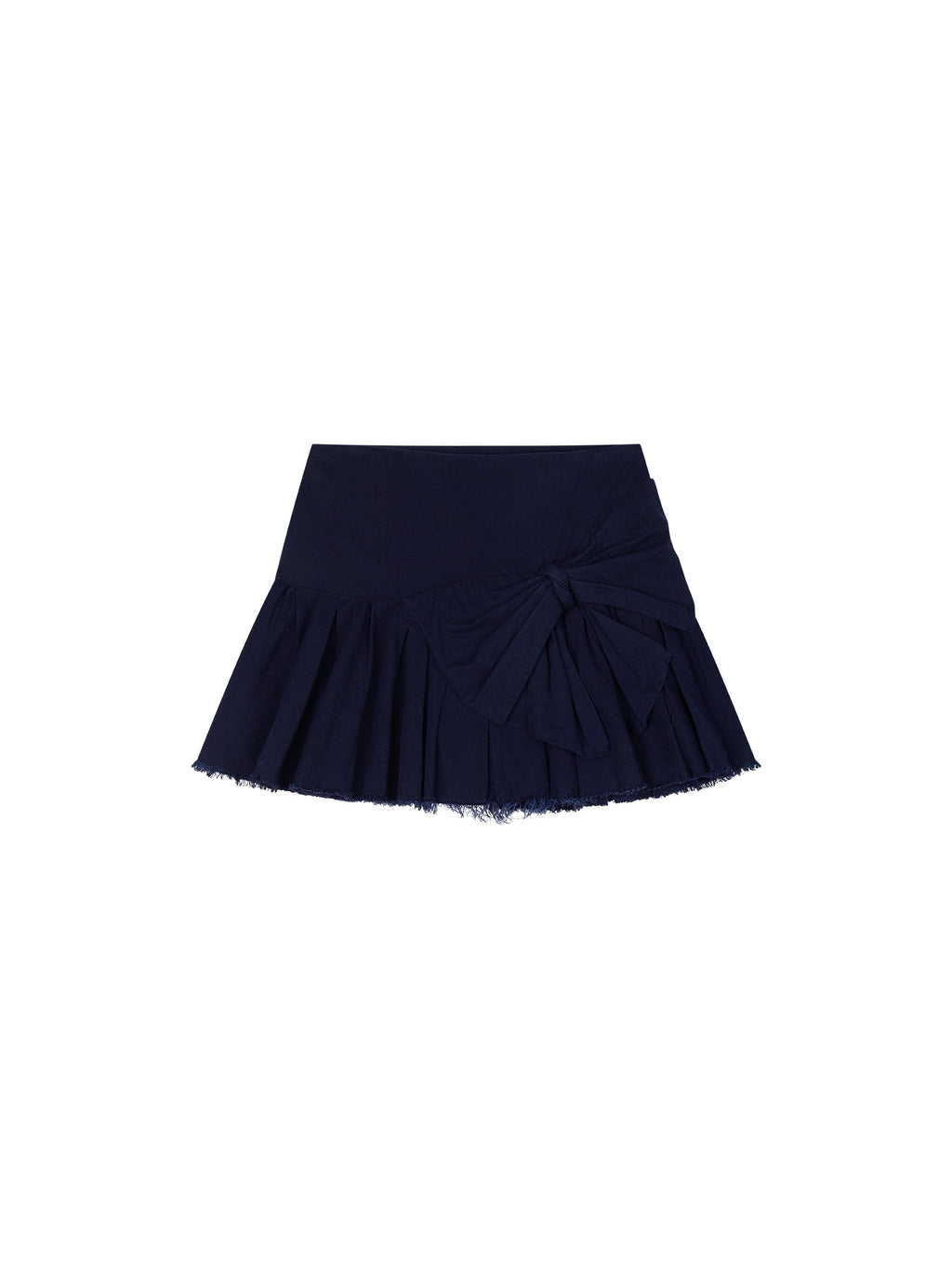 Hand-Pleated Indigo Bow A-Line Skirt