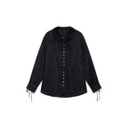 Bear Jacquard Ruffled Satin Shirt