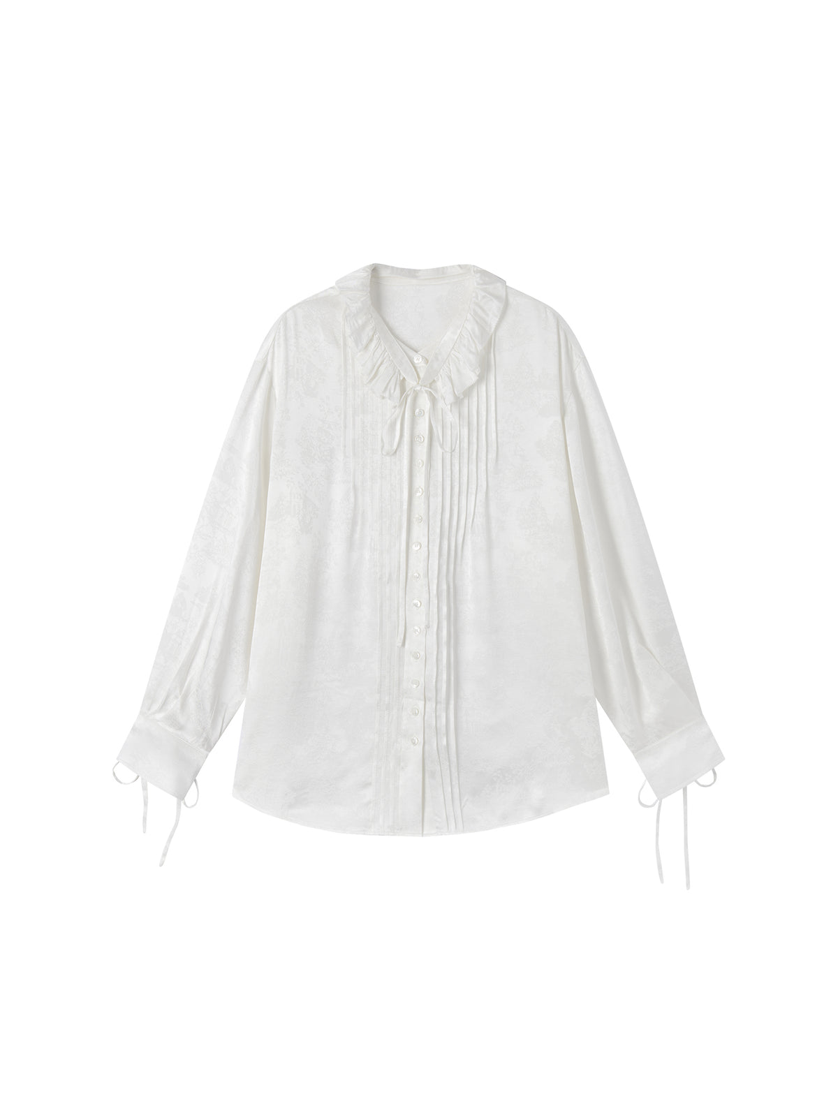 Ruffled Tie Neck Shirt