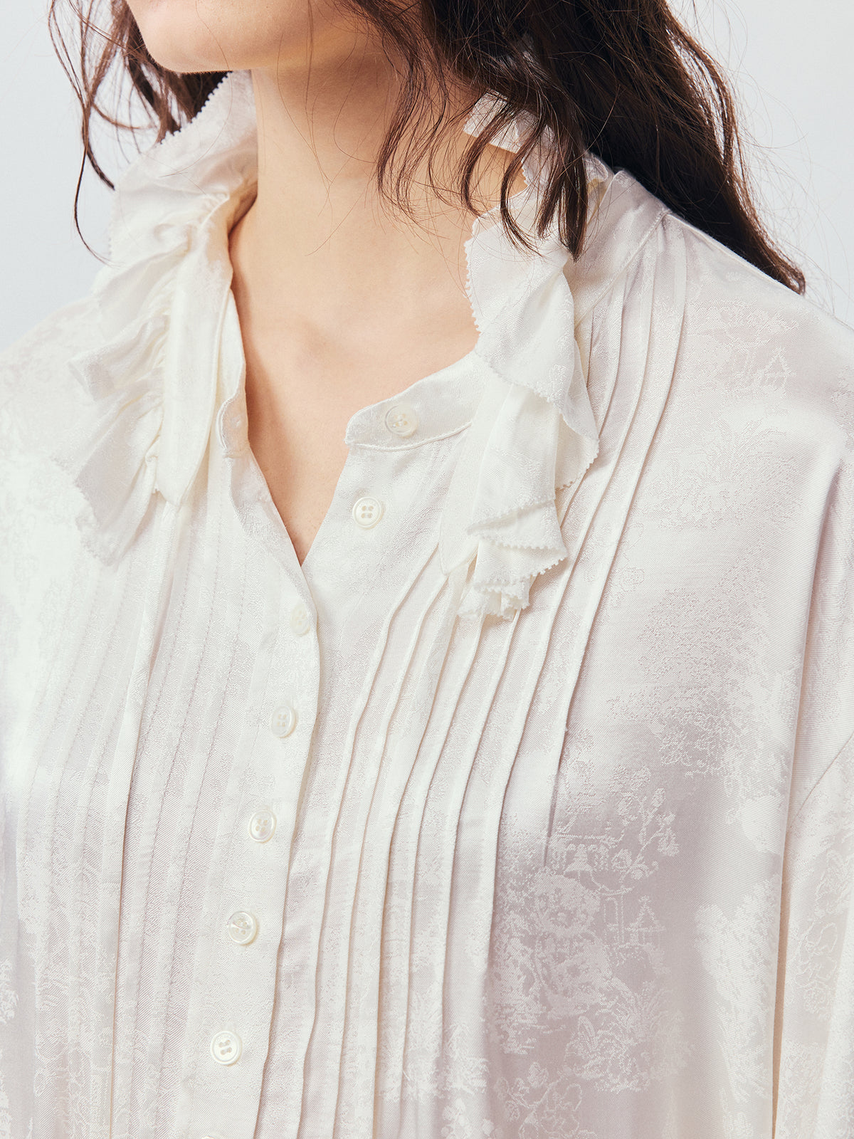Ruffled Tie Neck Shirt