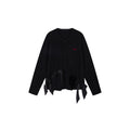 Mixed Material Bow Knit Cardigan