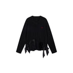 Mixed Material Bow Knit Cardigan