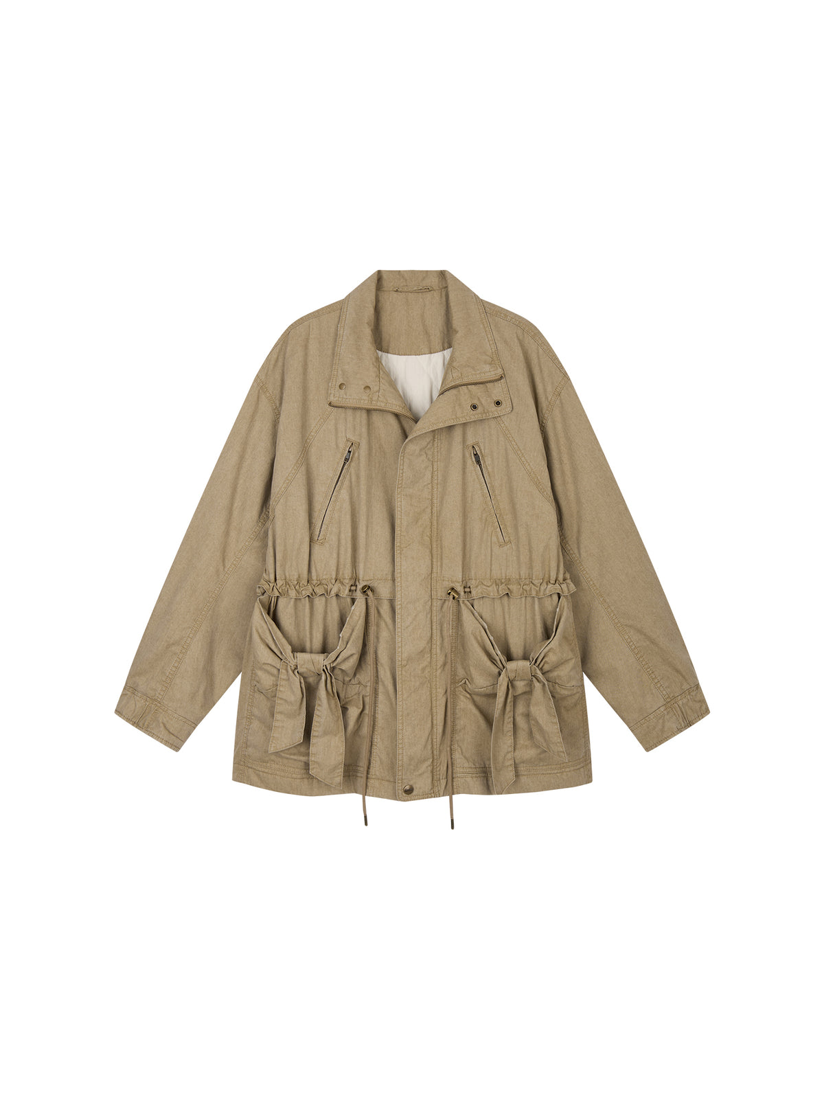 Washed Bow Pocket Padded Parka