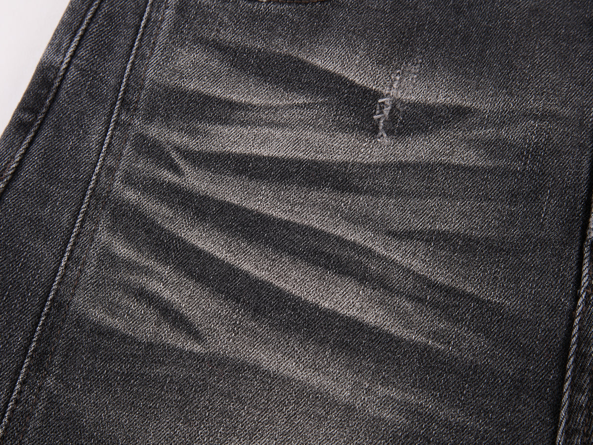 Slim Straight Leg Raw Hem Jeans