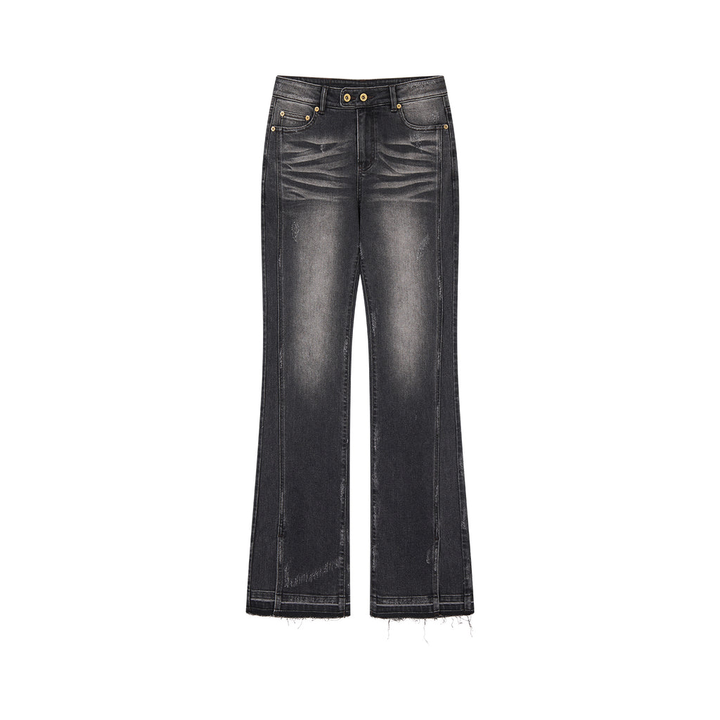 Slim Straight Leg Raw Hem Jeans