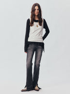Slim Straight Leg Raw Hem Jeans