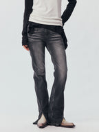 Slim Straight Leg Raw Hem Jeans