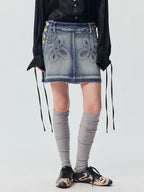 Office Braid Denim Mini Skirt