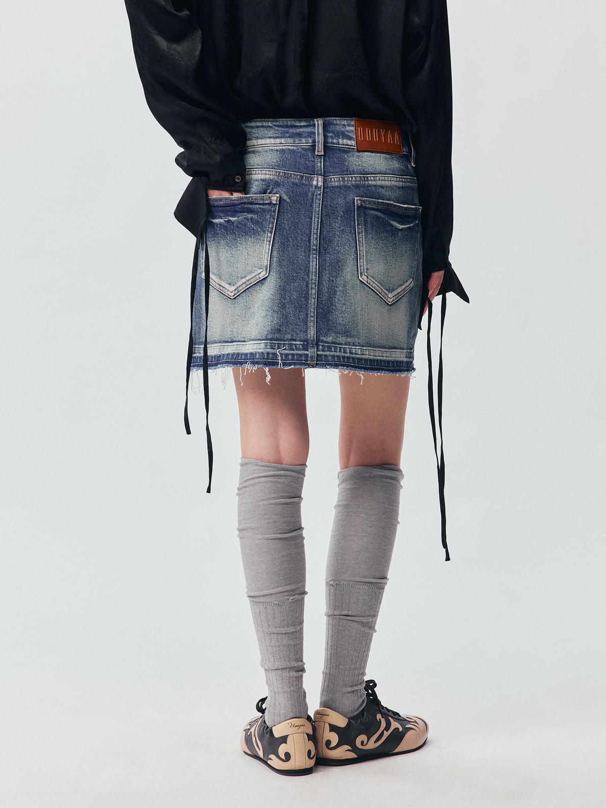Office Braid Denim Mini Skirt
