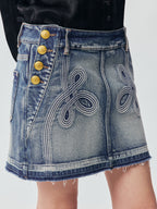 Office Braid Denim Mini Skirt