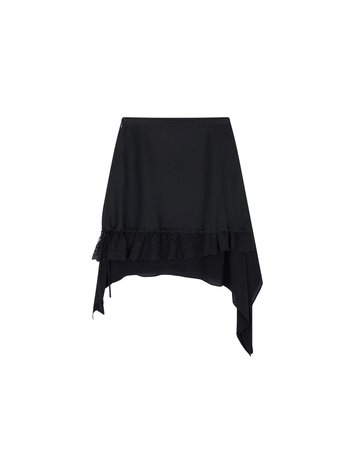 Black Flowing Layered Lace Skirt