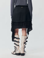Black Flowing Layered Lace Skirt