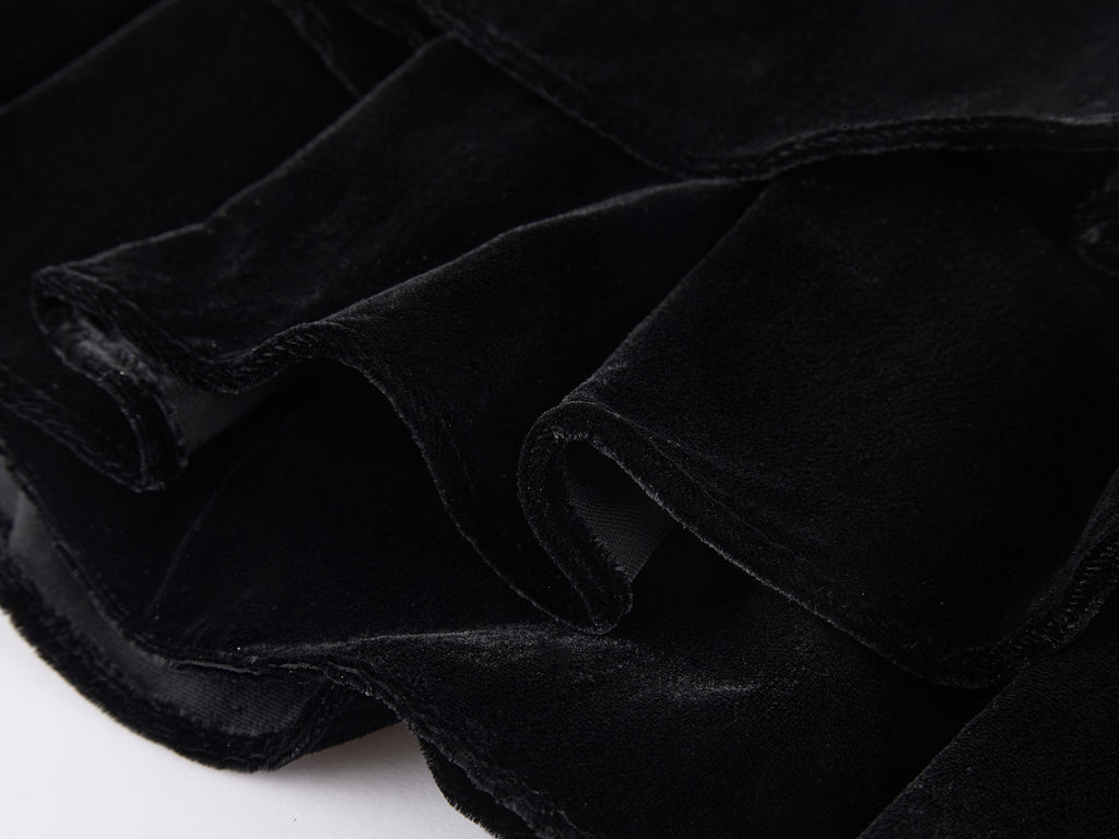 Sculpted Flower Tiered Velvet Mini Skirt