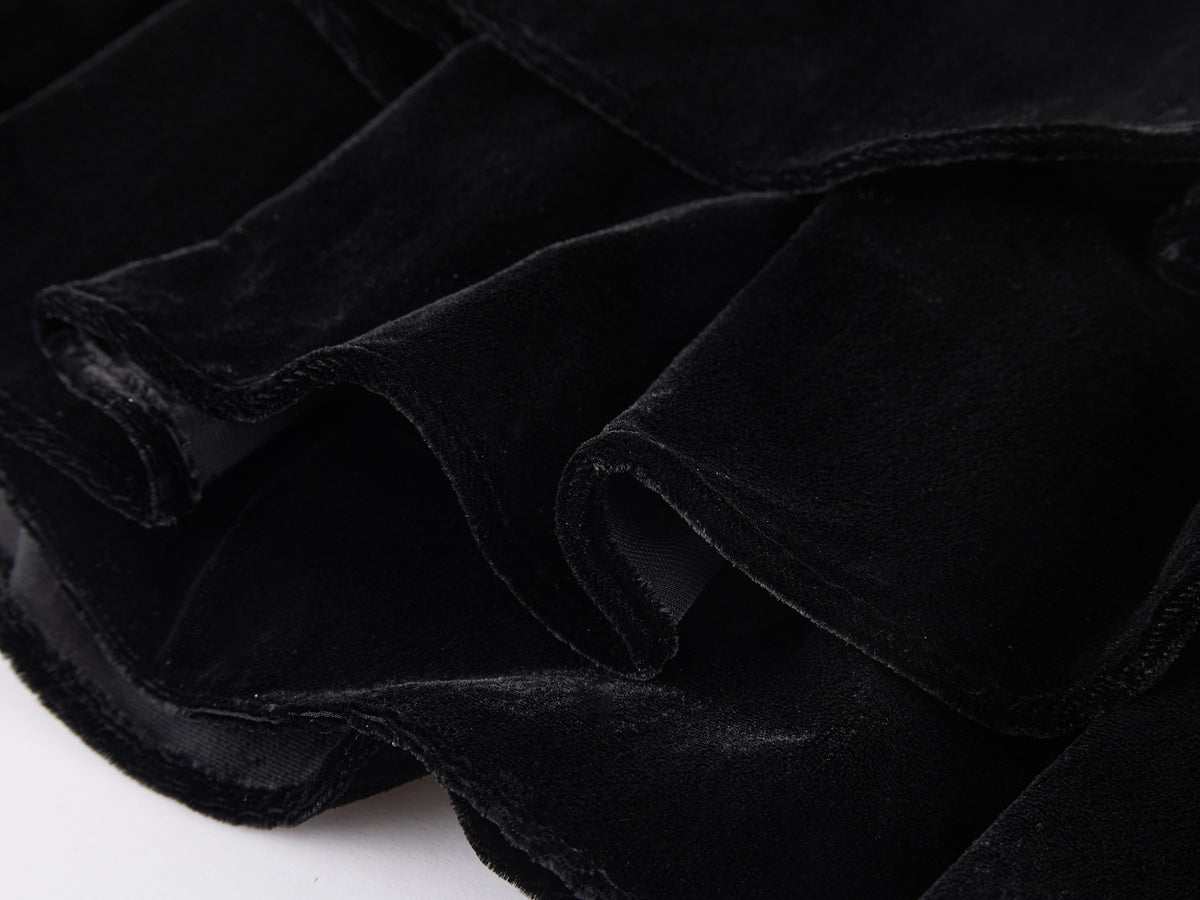 Sculpted Flower Tiered Velvet Mini Skirt