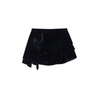 Sculpted Flower Tiered Velvet Mini Skirt