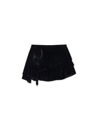 Sculpted Flower Tiered Velvet Mini Skirt