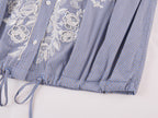 Lace Embroidered Striped Shirt