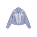 Lace Embroidered Striped Shirt