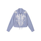 Lace Embroidered Striped Shirt