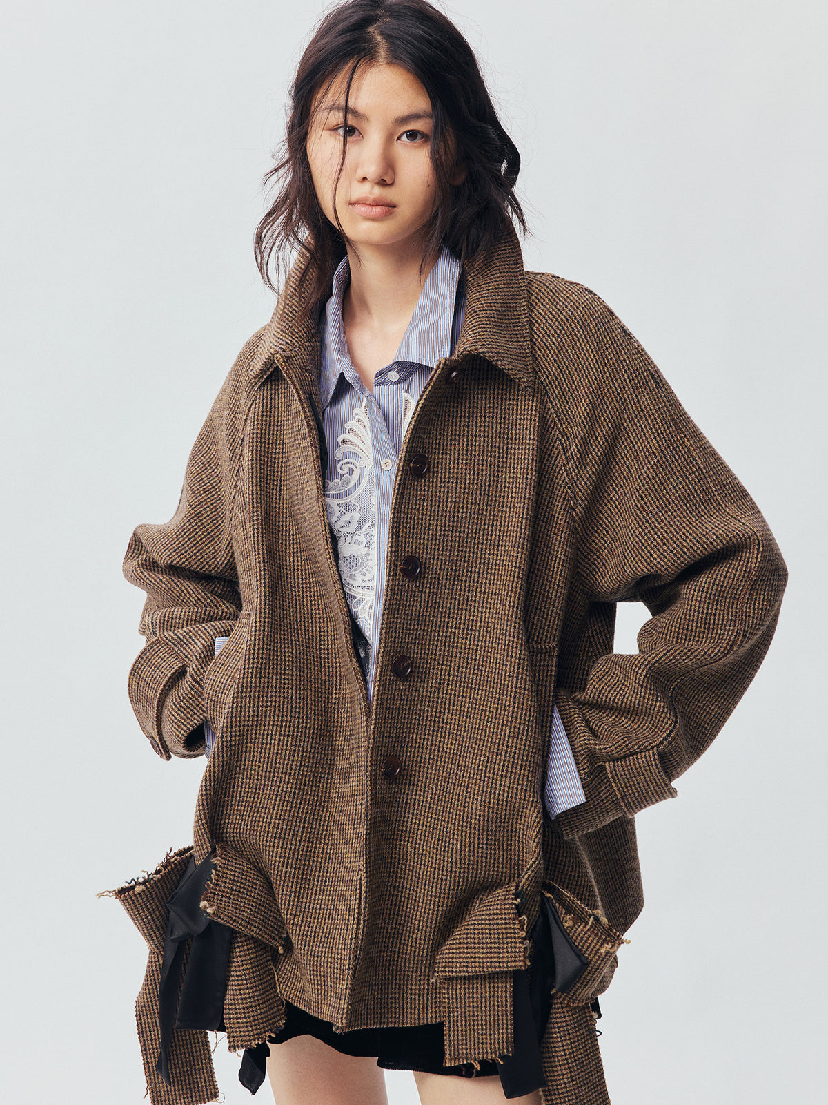 Bow Hem Balmacaan Coat