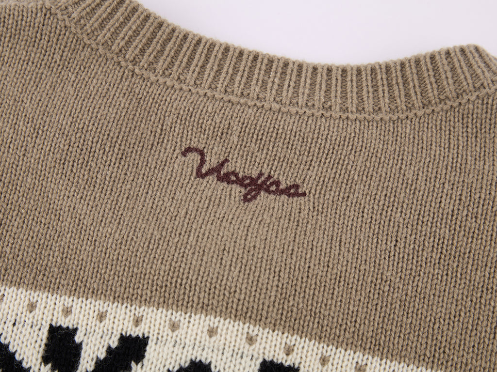 Sporty Cherry Fair Isle Beaded Cardigan