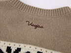 Sporty Cherry Fair Isle Beaded Cardigan