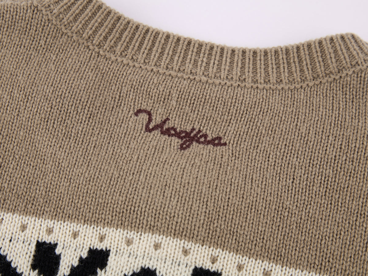Sporty Cherry Fair Isle Beaded Cardigan