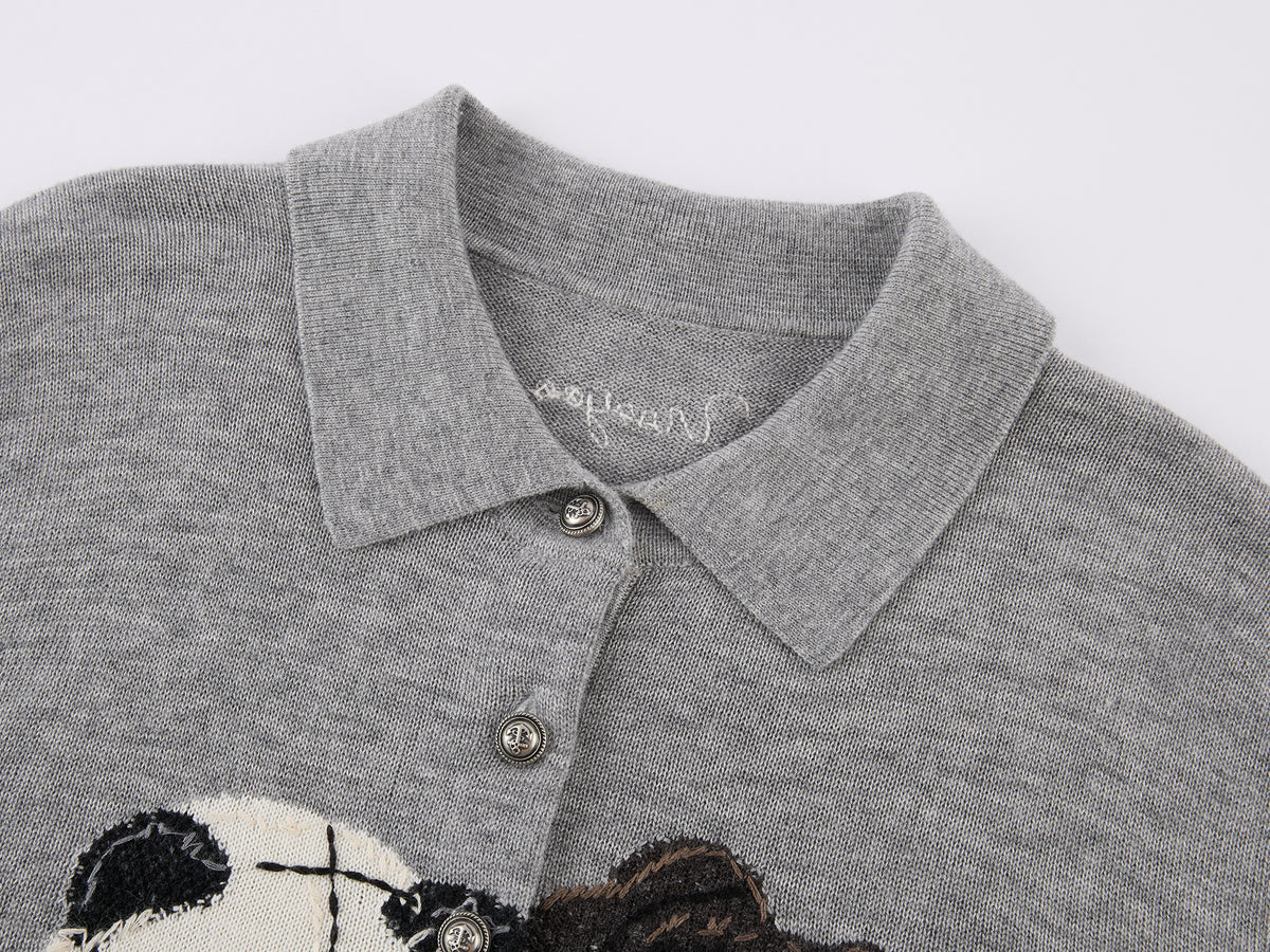 Petty Teddy Beaded Embroidered Polo Jumper