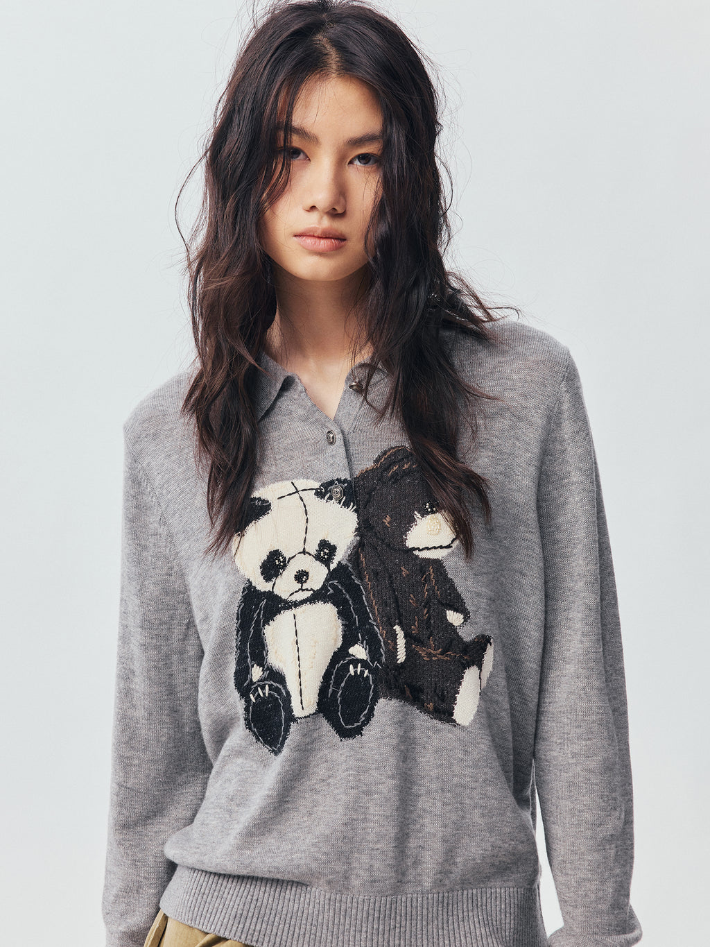 Petty Teddy Beaded Embroidered Polo Jumper
