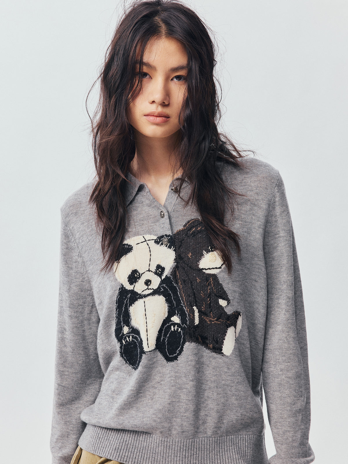 Petty Teddy Beaded Embroidered Polo Jumper