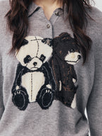 Petty Teddy Beaded Embroidered Polo Jumper