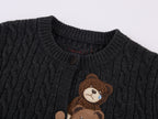 Petty Teddy Embroidered Cable Knit Cardigan