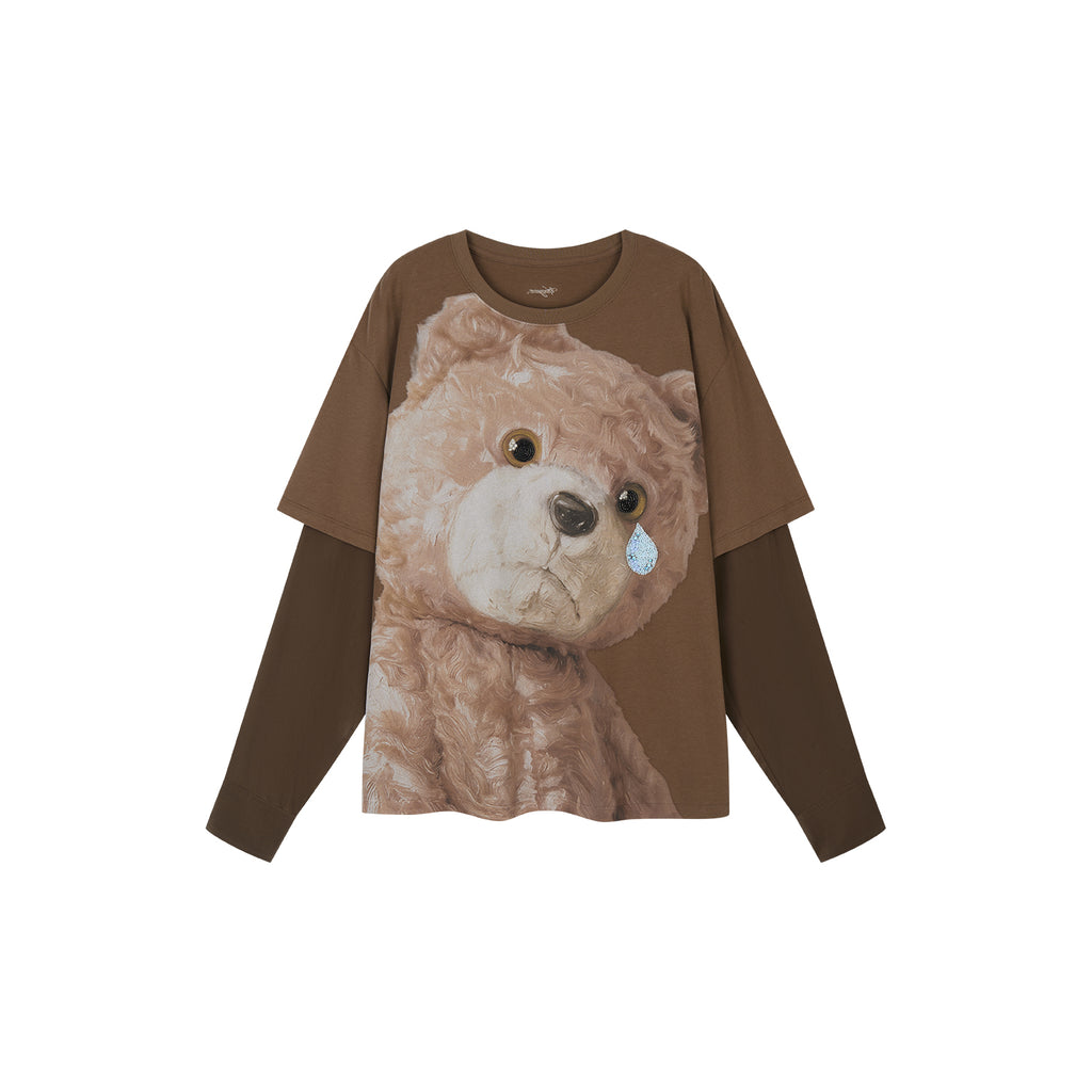 Petty Teddy Beaded Faux-Layer Sweatshirt