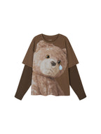 Petty Teddy Beaded Faux-Layer Sweatshirt