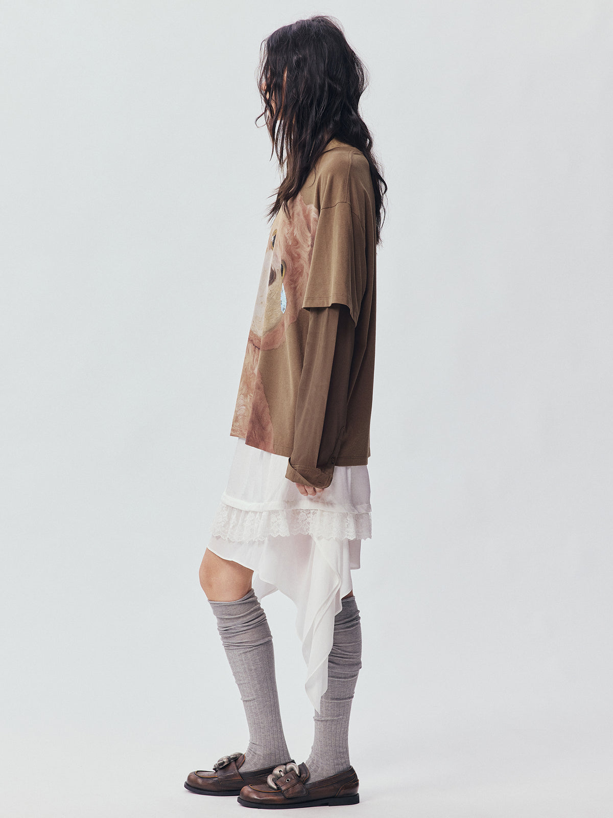 Petty Teddy Beaded Faux-Layer Sweatshirt