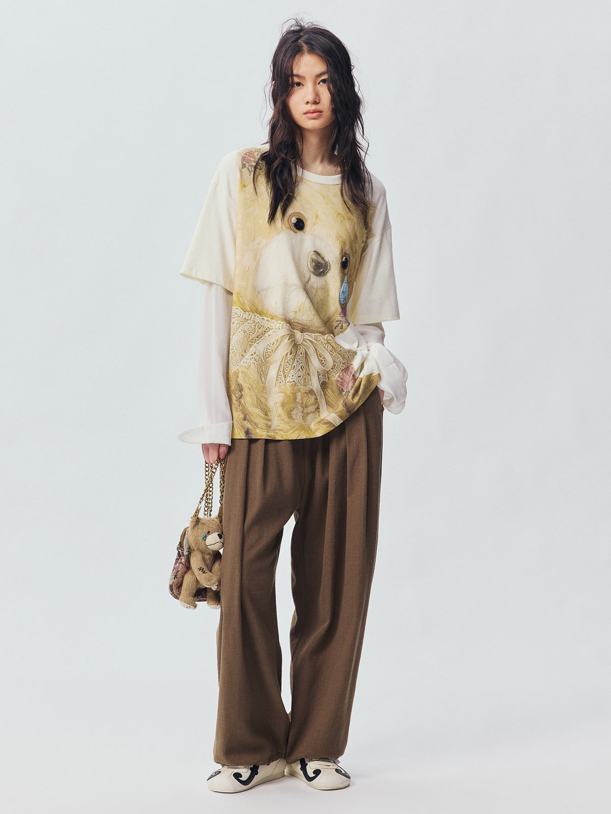 Petty Teddy Beaded Faux-Layer Sweatshirt