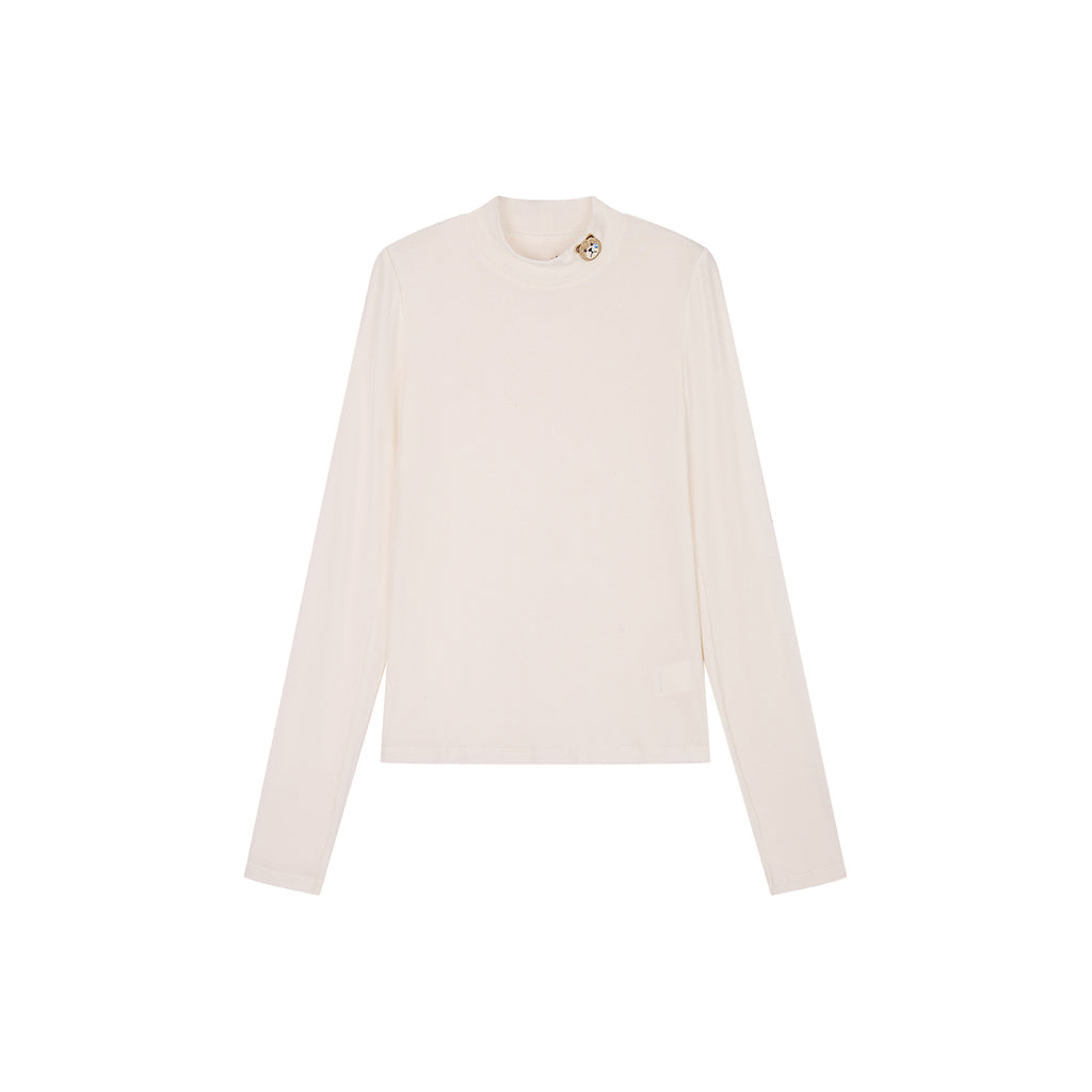 Petty Teddy Embroidered Mock Neck Top