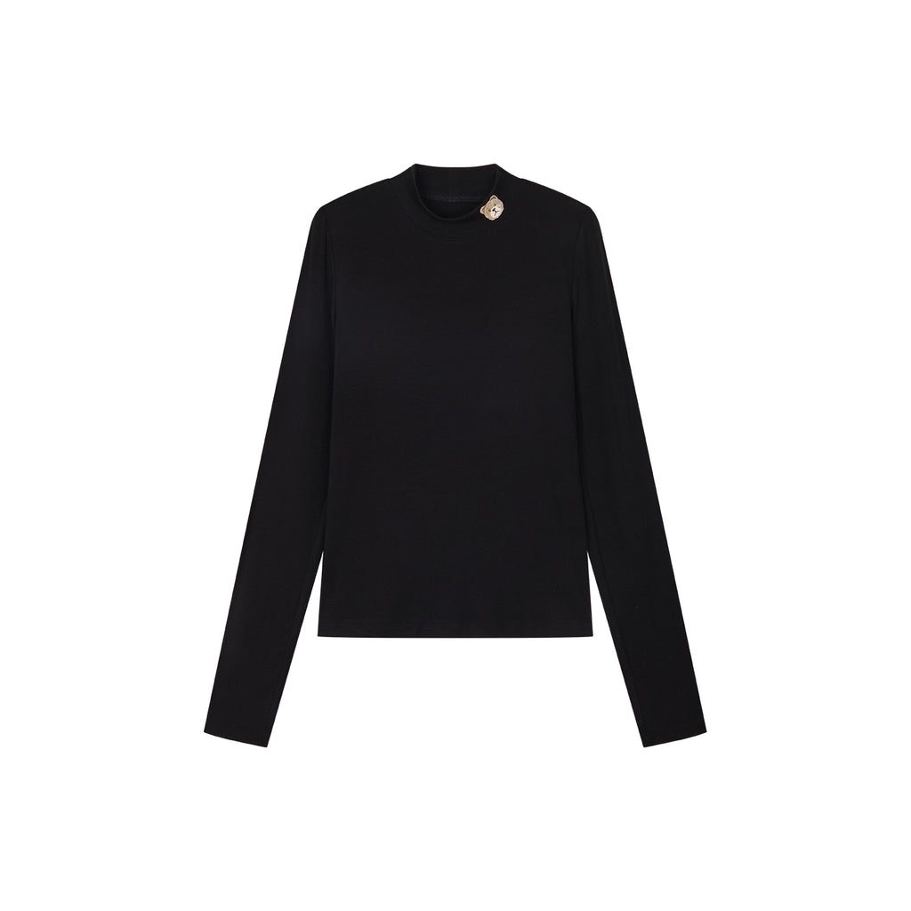 Petty Teddy Embroidered Mock Neck Top