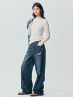 Petty Teddy Embroidered Mock Neck Top