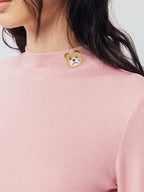 Petty Teddy Embroidered Mock Neck Top