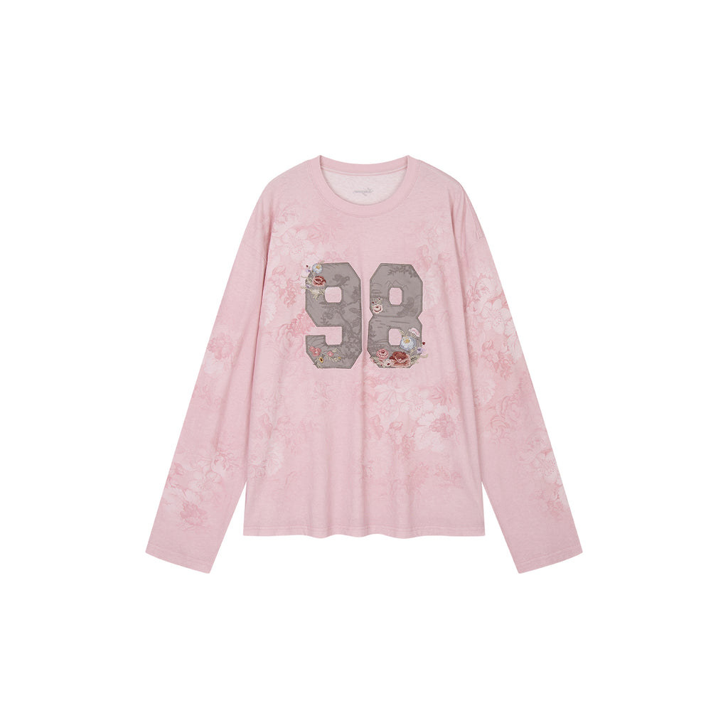 Vintage Floral Print Embroidered Sweatshirt