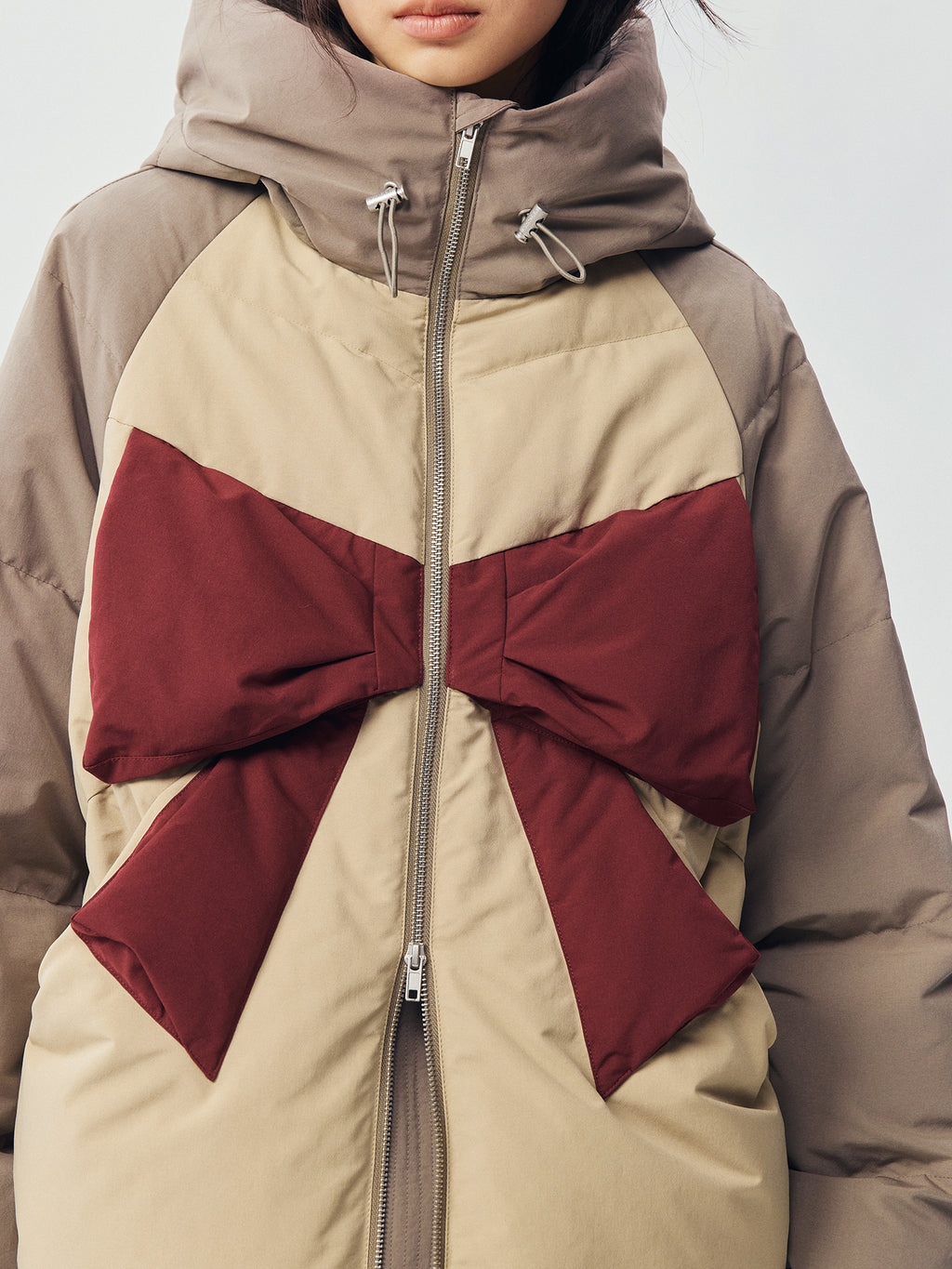Colour Block Bow Down Jacket
