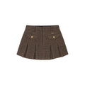 Military Button Wool Pleated Mini Skirt