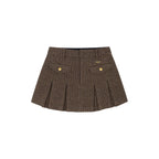 Military Button Wool Pleated Mini Skirt