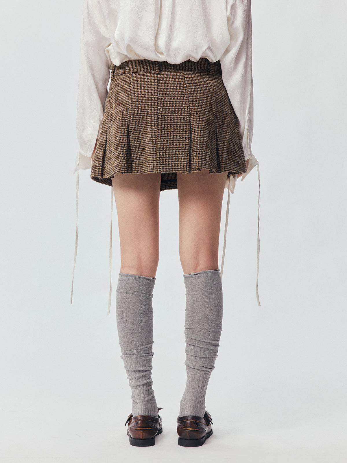 Military Button Wool Pleated Mini Skirt