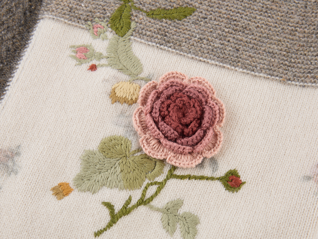 Vintage Hand-Crocheted Floral Patchwork Sweater