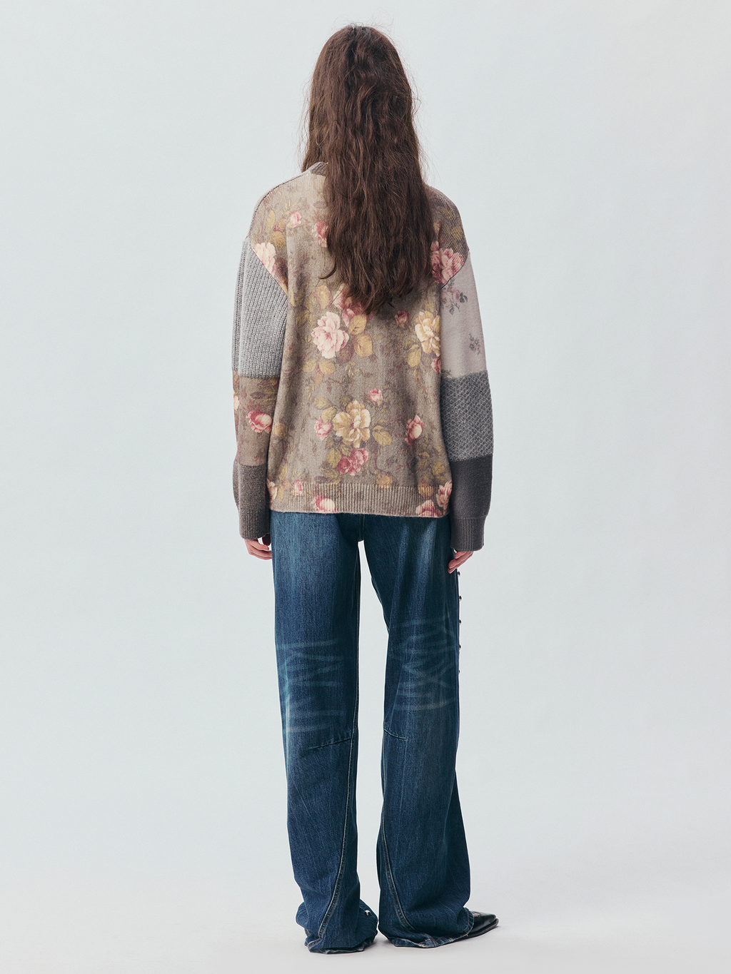 Vintage Hand-Crocheted Floral Patchwork Sweater